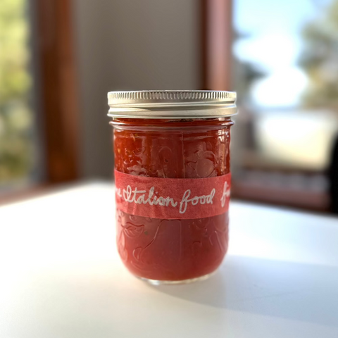 Adriana's Tomato Sauce on Table