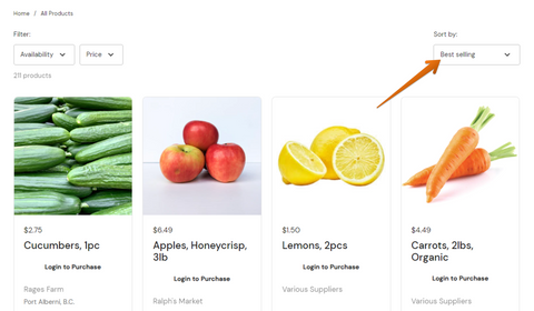 How do I see the products listed alphabetically?