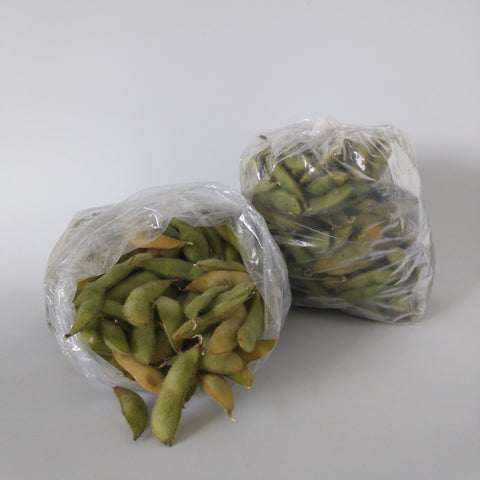 Two bags of frozen edamame
