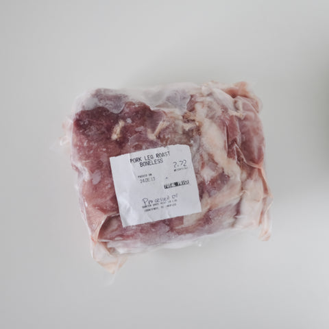 Pork, Leg Roast, Bone In, Approx 4 lbs, $ 10.99 per lb, Price Based on Final Weight, Frozen
