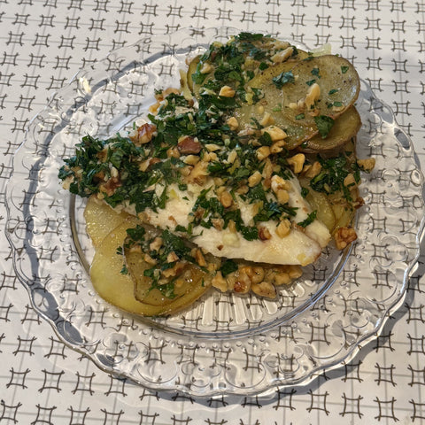 Baked Ling Cod with Walnut Gremolata