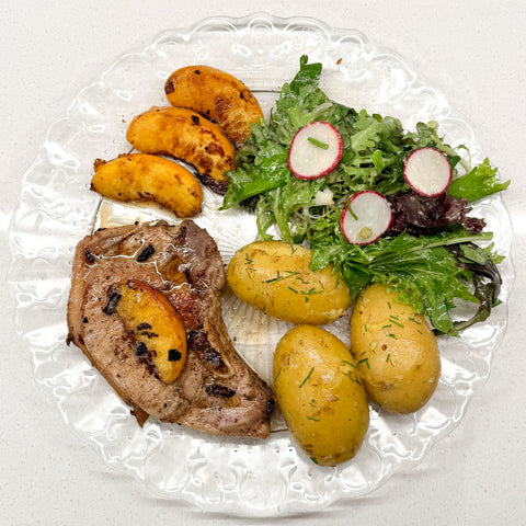 Pork Chops & Blistered Peaches
