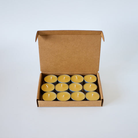 Beeswax Tealight Candles,  1 dzn, Fredrichs Honey