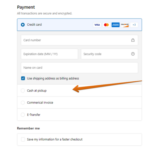 Where is the option to pay by e-transfer?
