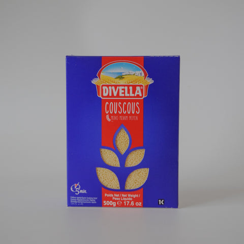 Divella couscous packaging on a gray background