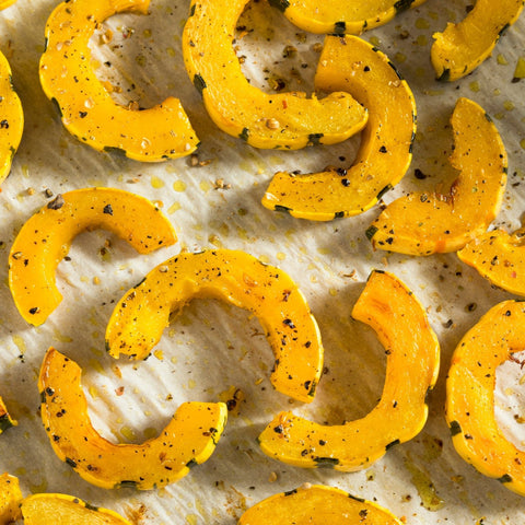 Delicata Squash Roasting on Parchment