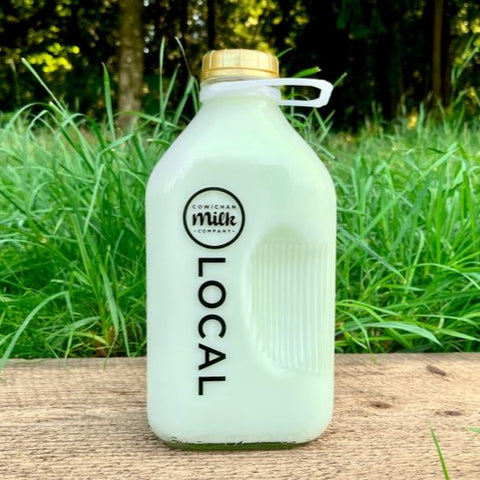 Milk, Cream on top, 3.8%, 1.89L (Half Gallon), Gold Lid, Cowichan Milk Company