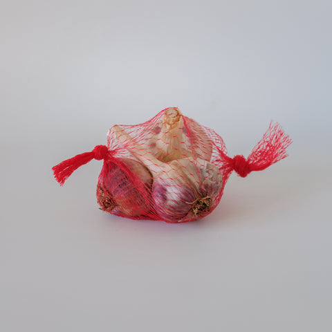 Garlic, Red Russian, approx 10oz sleeve (3-4 bulbs), Organic, Tatlo Road Farm