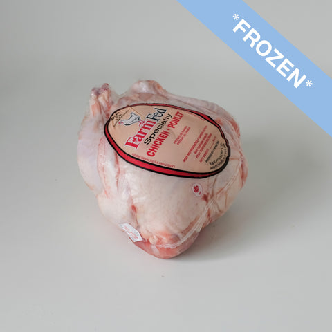 Chicken, Whole, Free Run, *Frozen* 1 per order, $ 5.99 / lb, approx 3.5lbs
