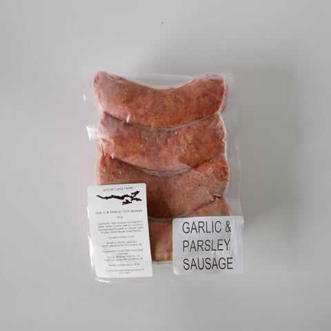 Sausage, Garlic & Parsley, 1 lb, 4 links, Frozen, Heritage Pork, Sproat Lake Farm
