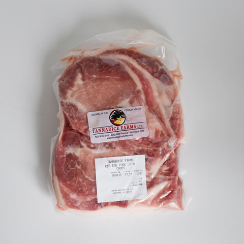 Pork Chops, End Cut, Approx 1.25lb @7.19/lb, Final Price by Weight, Frozen, Tannadice Farms