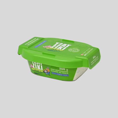 tzatziki in a green container